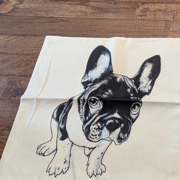 Bulldog velvet pillow, plus 2 linen pillow shams & stocking. New Bull dog decor - Picture 7 of 14